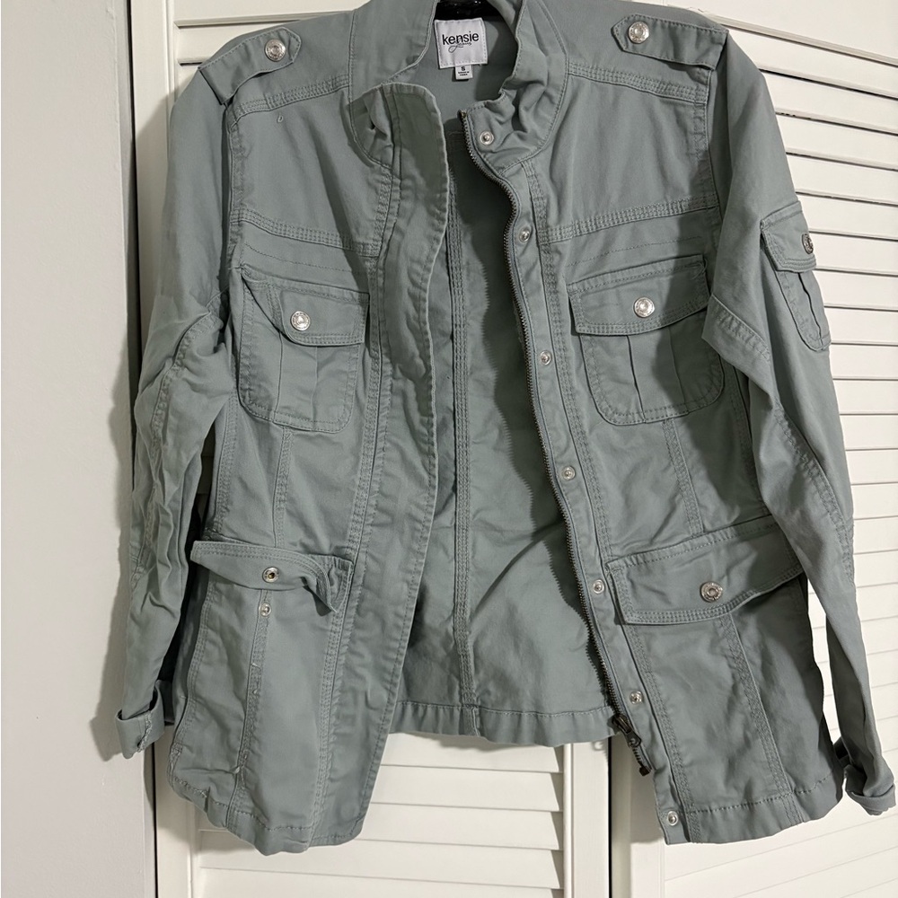 Kensie Light Sage Green Utility Jacket